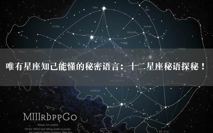 唯有星座知己能懂的秘密语言：十二星座秘语探秘！