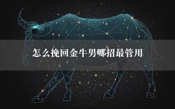 怎么挽回金牛男哪招最管用