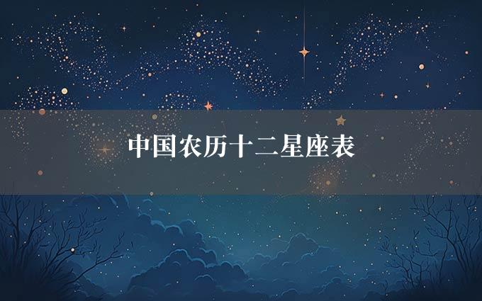 中国农历十二星座表